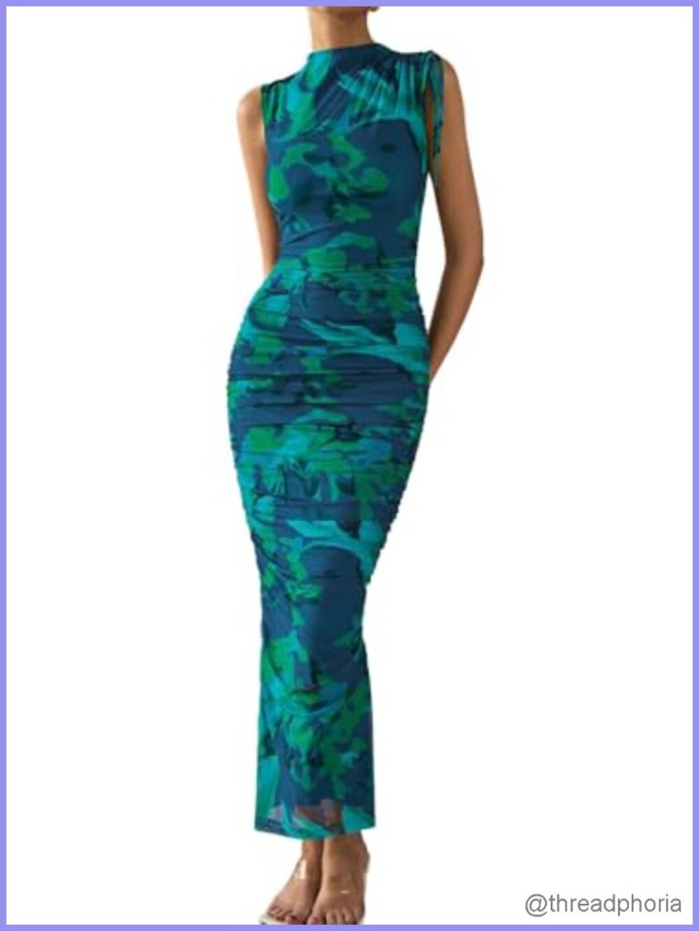 Women's Summer Maxi Dress Ruched Bodycon Split Long Dress